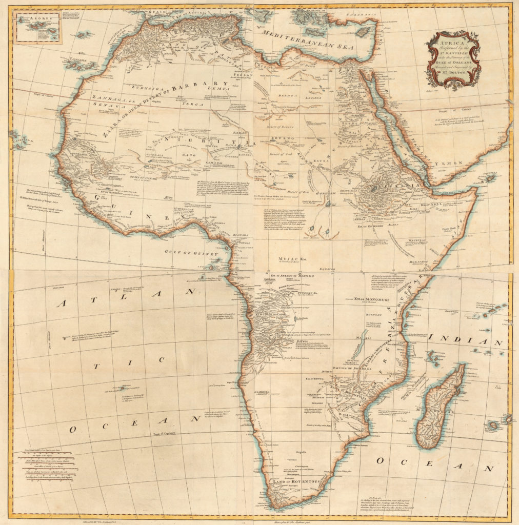 1774 French Danville Map of Kingdom of Juda / Whydah