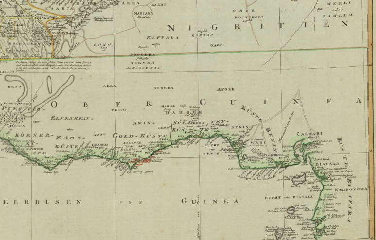 1804 Germany Map Kingdom of Juda West Africa