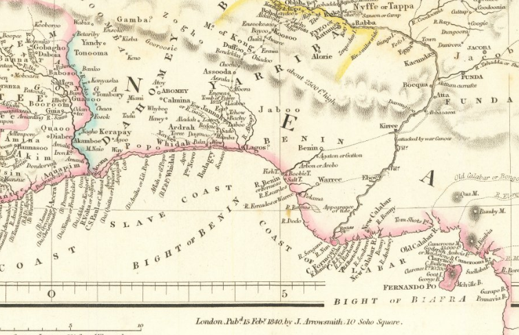 1840 England Map Kingdom of Juda Westt Africa