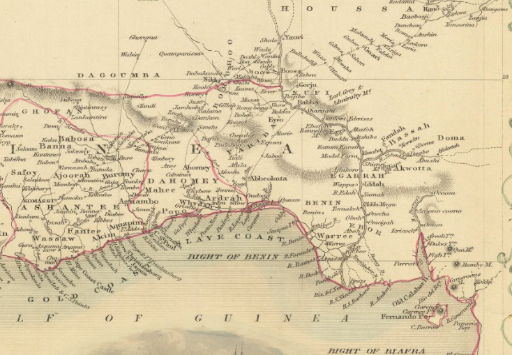 1851 England Map Kingdom of Juda West Africa