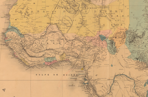 1880 French Map Kingdom of Juda West Africa