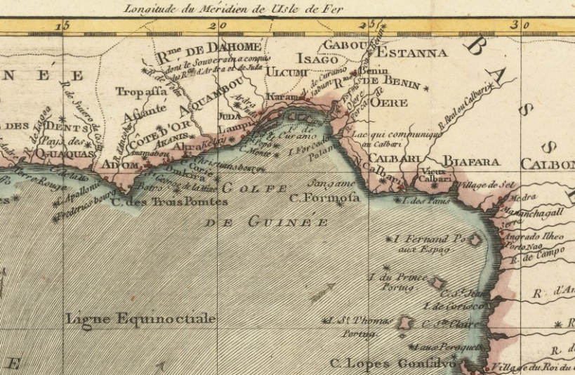 1787 French Map of Kingdom of Juda In West Africa